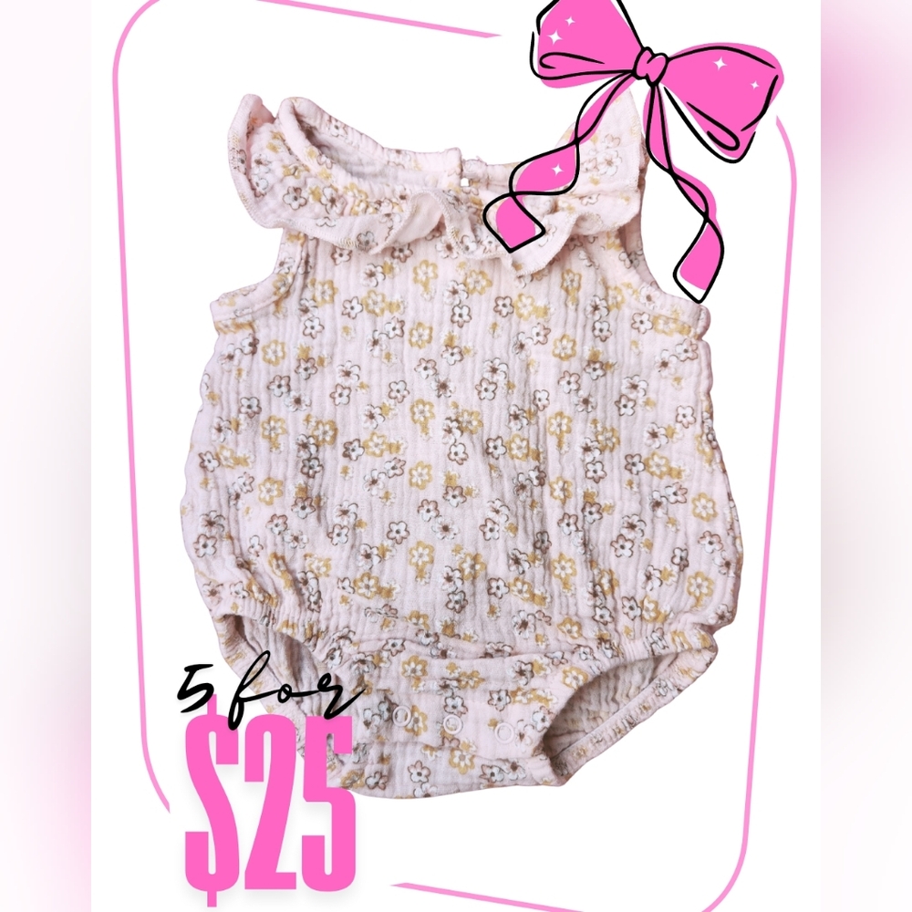 Chick Pea Floral Onesie - Pink and Gold
